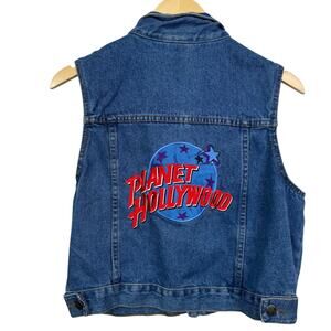 5 for $25| Vintage Planet Hollywood Girl's Youth Denim Sleeveless Vest /Jacket